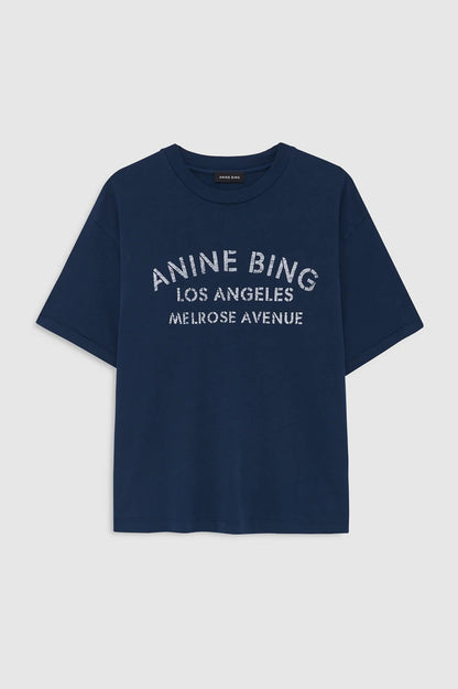 Anine Bing | Cade Tee Melrose Stencil - Navy
