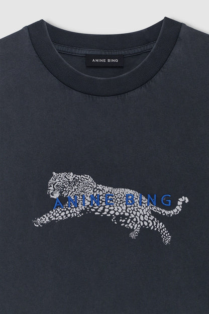 Anine Bing | Cade Tee Leopard - Washed Black