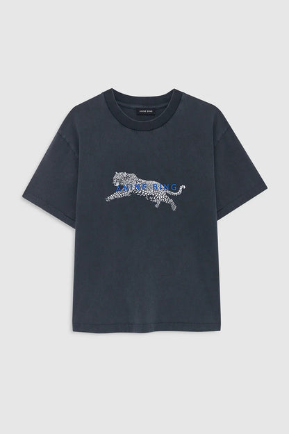 Anine Bing | Cade Tee Leopard - Washed Black