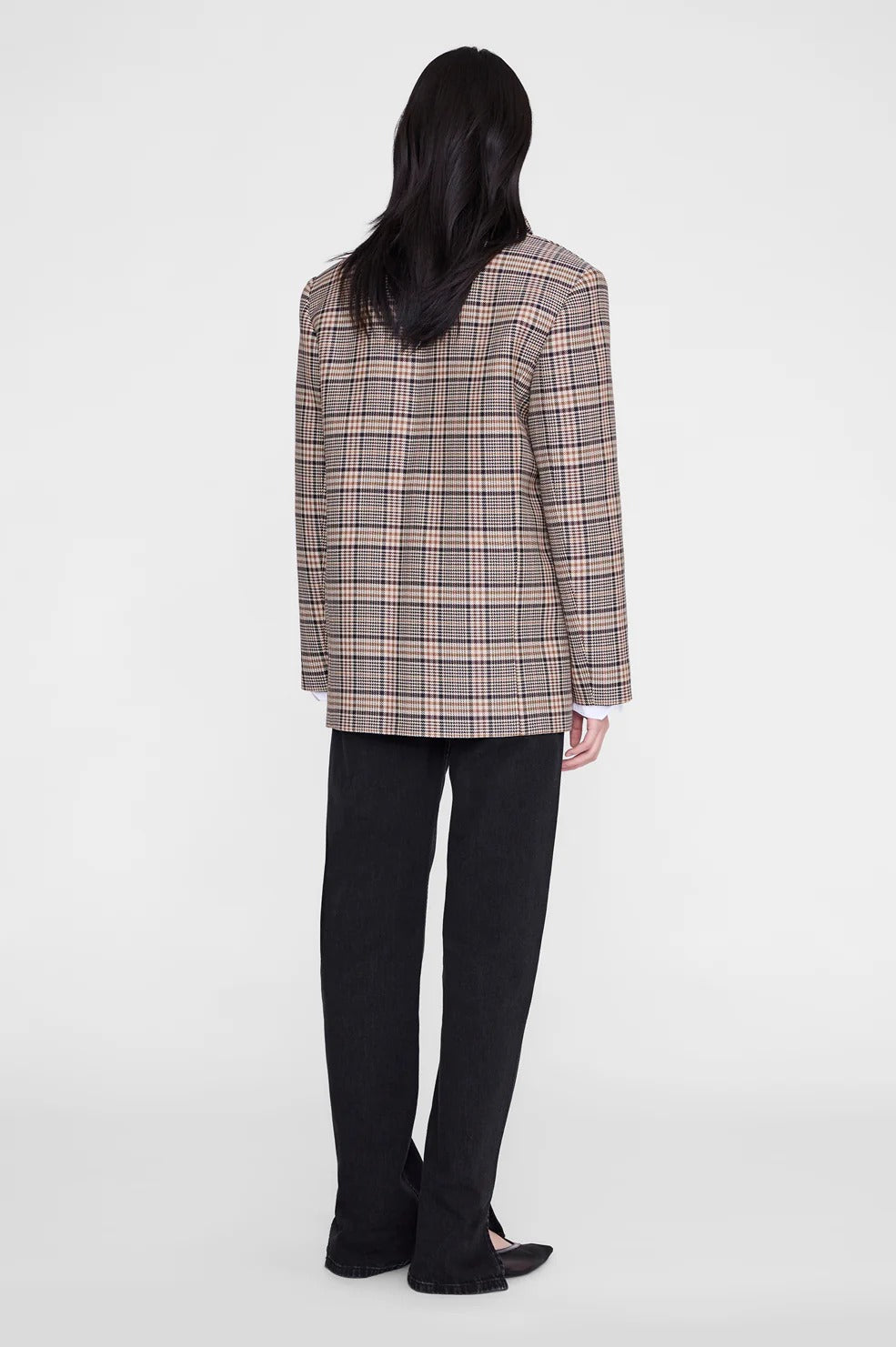 Anine Bing | Quinn Blazer - Beige & Navy Checks
