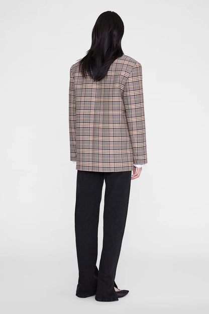 Anine Bing | Quinn Blazer - Beige & Navy Checks
