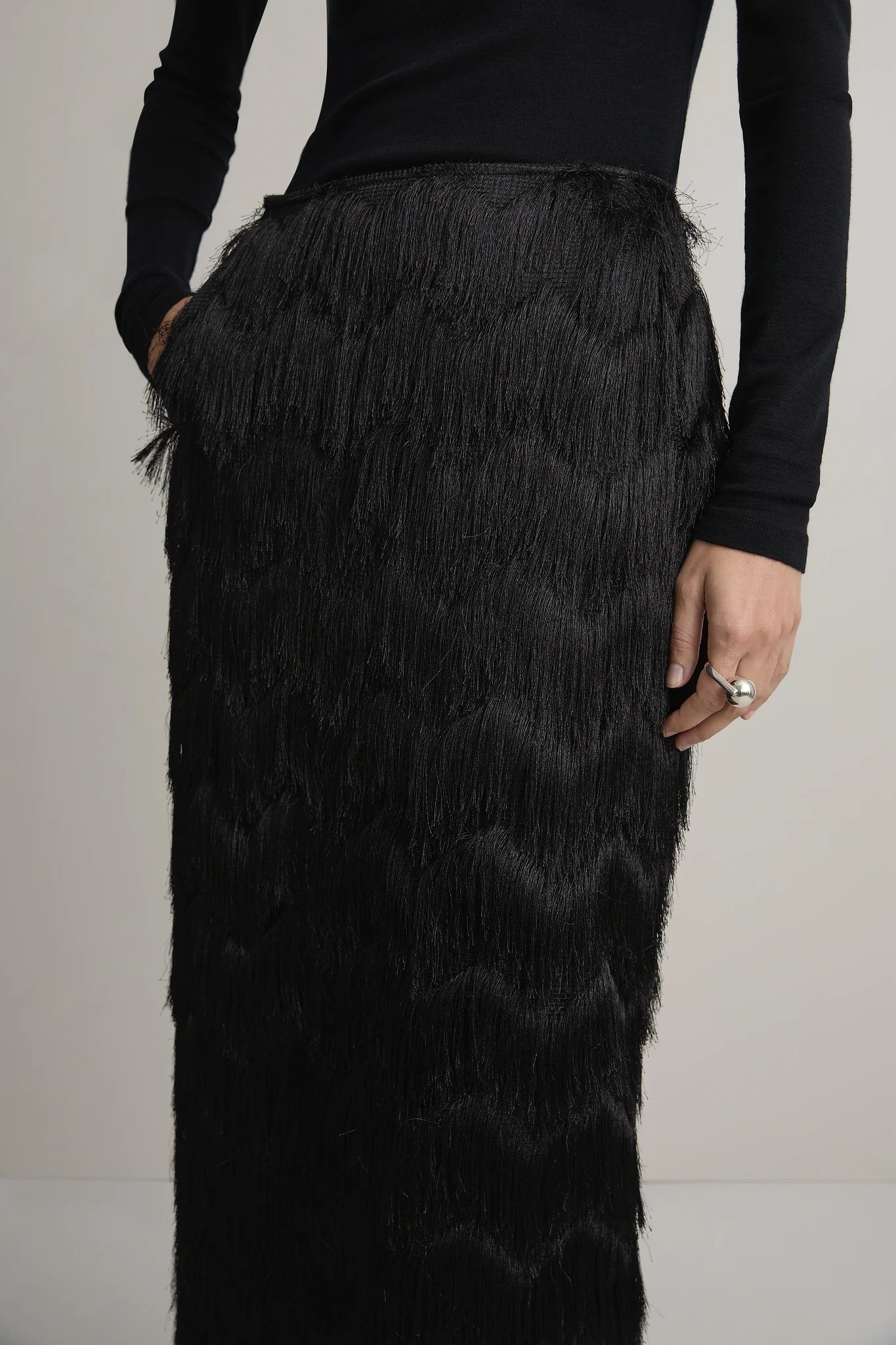 A. Emery | Innes Fringed Skirt - Black