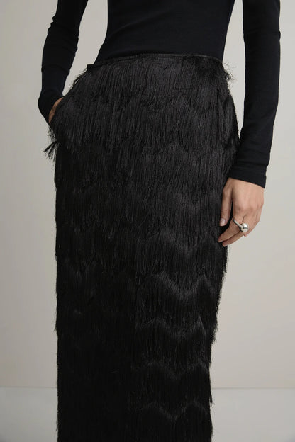 A. Emery | Innes Fringed Skirt - Black