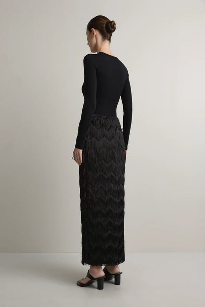 A. Emery | Innes Fringed Skirt - Black