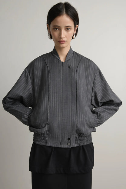 A. Emery | Giles Bomber Jacket - Charcoal Pinstripe