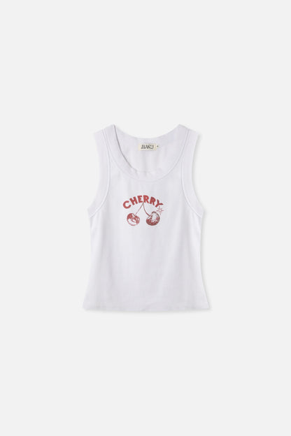 Maku The Label | Cherry Rib Tank - White