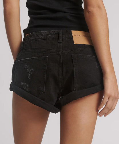One Teaspoon | Bandit Low Waist Denim Short - Double Black