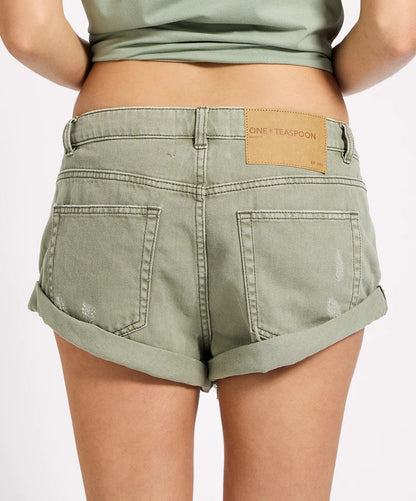 One Teaspoon | Bandit Low Waist Denim Short - Super Khaki