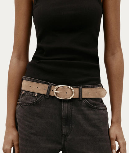 Deadly Ponies | Wide Epona Belt - Oat Suede / Brass