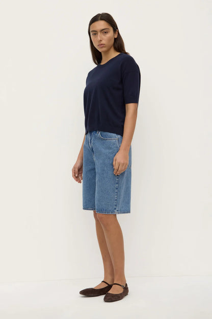 Assembly Label | Vanya Cotton Cashmere Knit Tee - True Navy