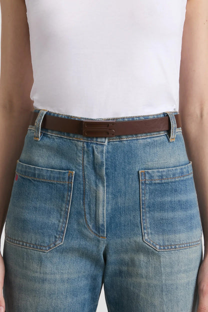 Victoria Beckham | Tonal Frame Belt - Dark Brown