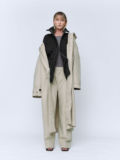 Wynn Hamlyn | Quilted Trench Coat - Taupe