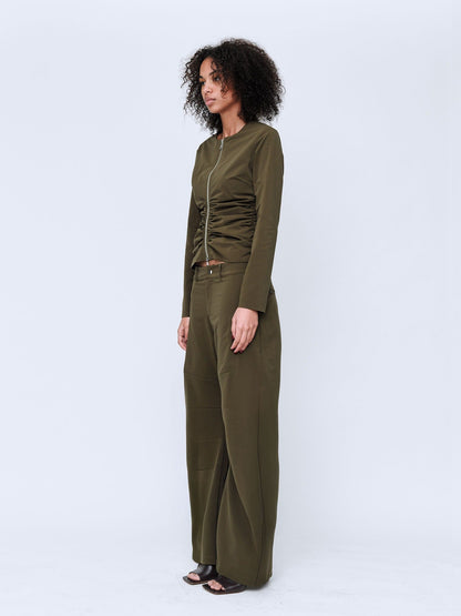 Wynn Hamlyn | Zipper Long Sleeve Top - Khaki