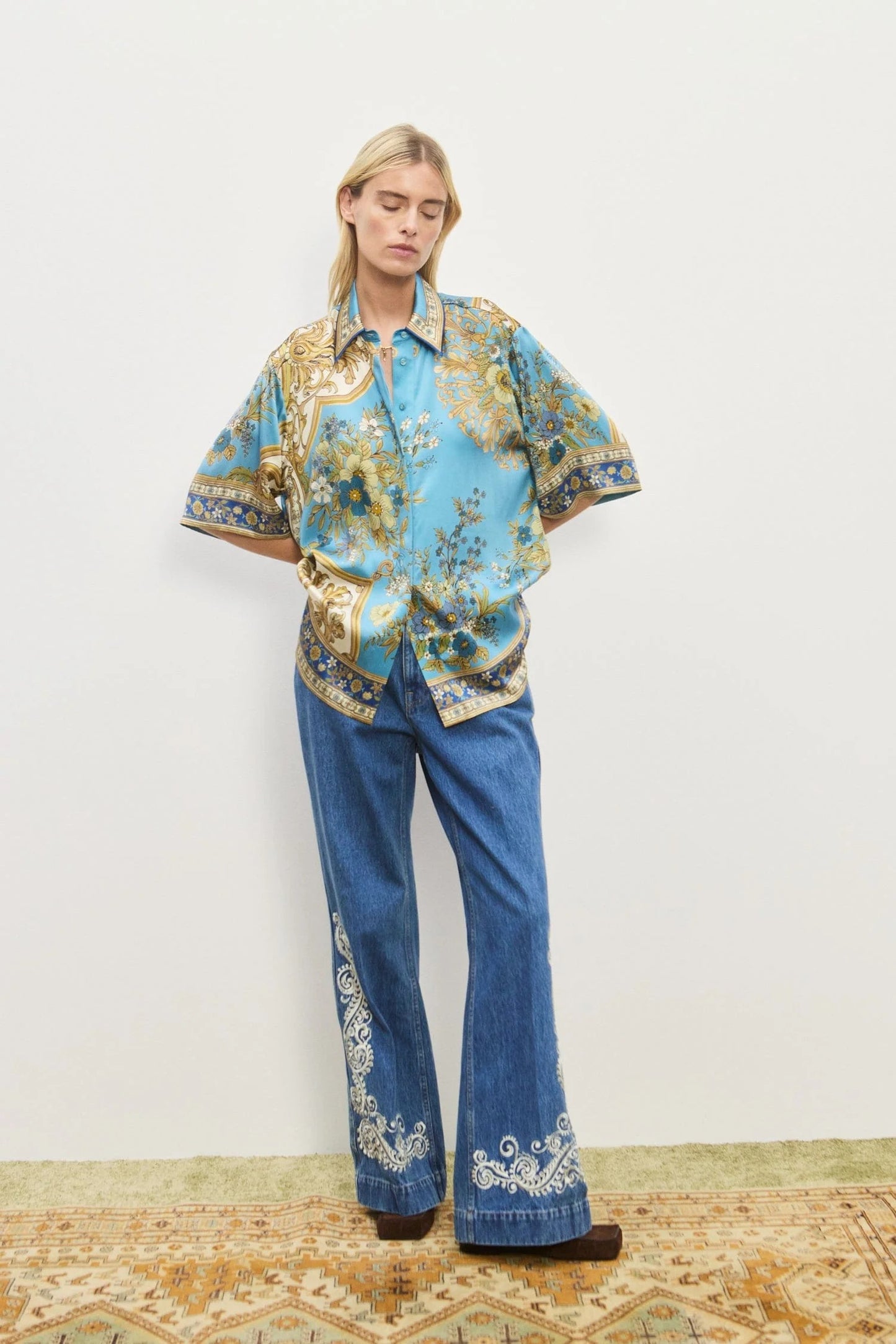Alemais | Cassie Silk Shirt - Blue