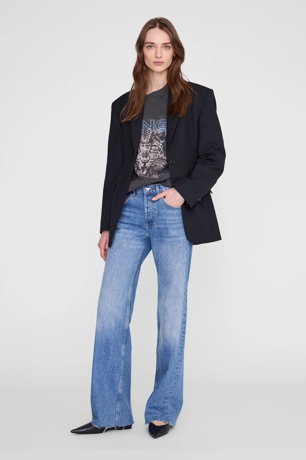 Anine Bing | Miles Sweatshirt Leo Muse - Washed Black