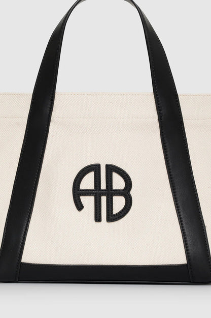 Anine Bing | Small Cara Tote - Natural Canvas With Black
