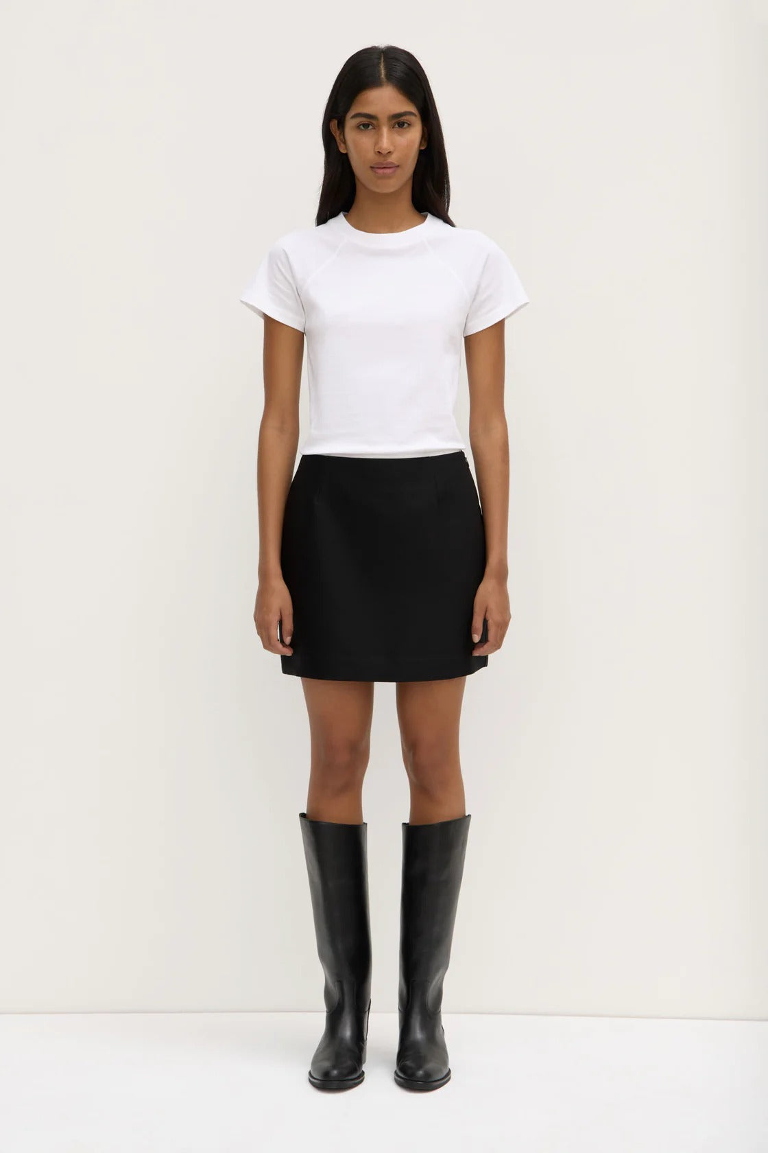 Assembly Label | Moss Wool Silk Mini Skirt - Black