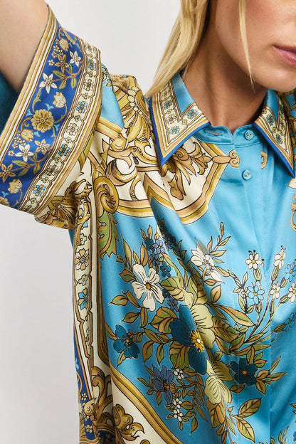 Alemais | Cassie Silk Shirt - Blue
