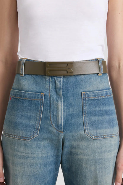 Victoria Beckham | Tonal Jumbo Frame Belt - Dark Khaki