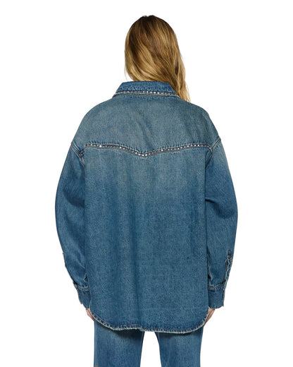 Ksubi | Oversized Ls Shirt - Texas Blue Studded