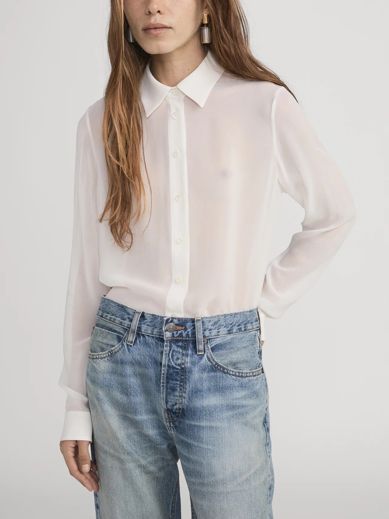 Frame | The Silk Cape Blouse - Cream