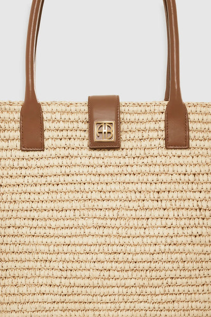 Anine Bing | Lou Tote Monogram - Natural With Cognac