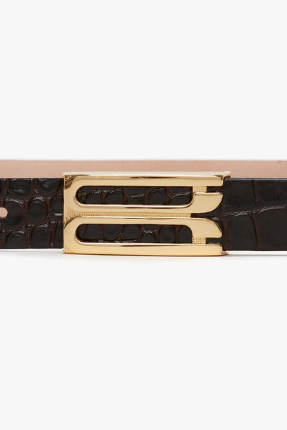 Victoria Beckham | Frame Belt - Espresso Croc Embossed