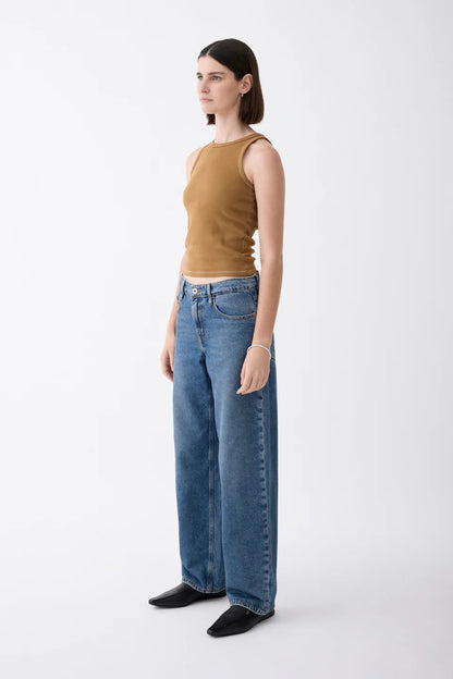 Outland Denim | Avril Mid Slouchy Wide Jean - Moment Mid Blue