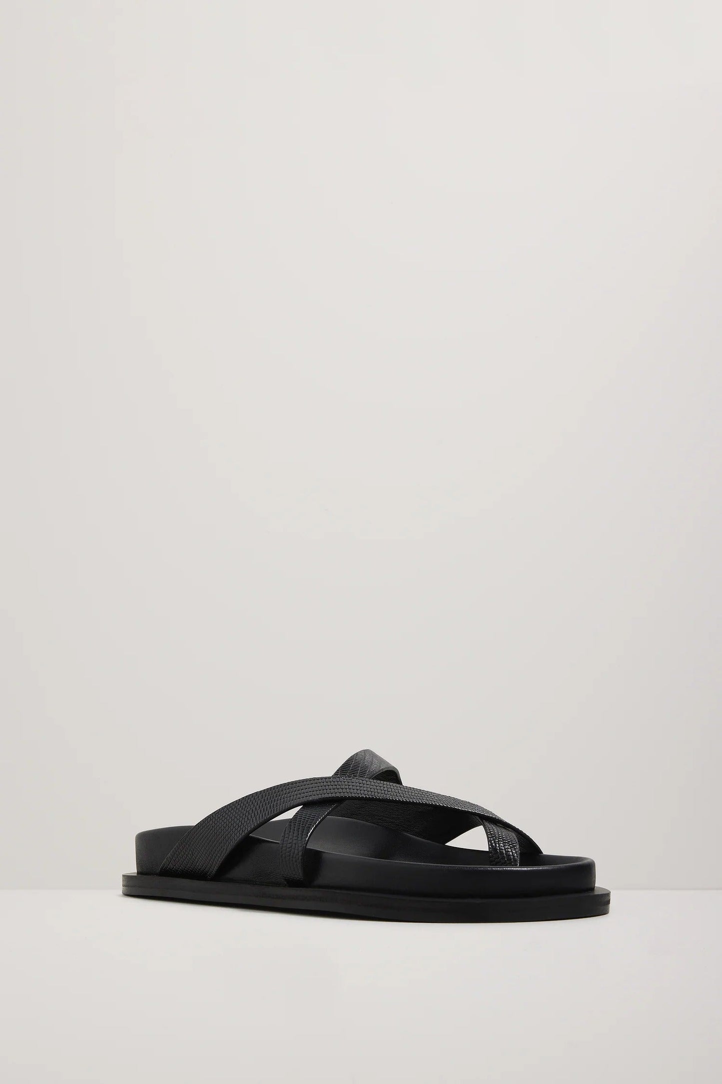 A.Emery | The Claude Sandal - Black Embossed Lizard