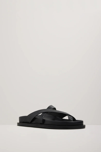 A.Emery | The Claude Sandal - Black Embossed Lizard