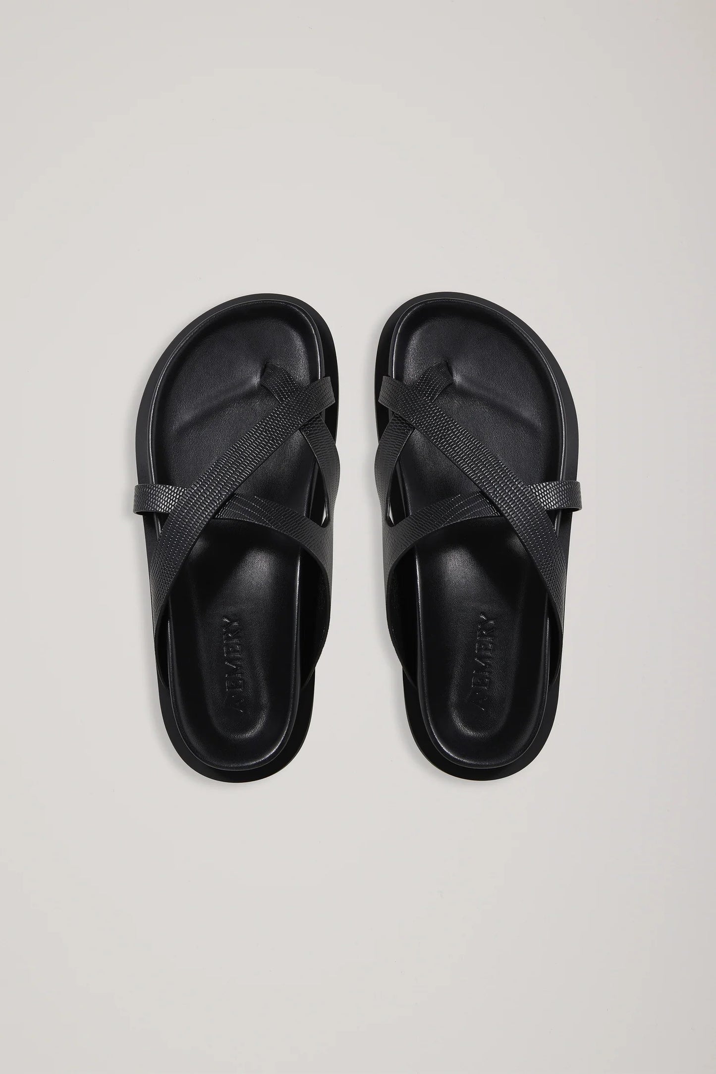 A.Emery | The Claude Sandal - Black Embossed Lizard