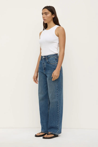 Assembly Label | Oversized High Rise Jean - Dark Indigo Fade