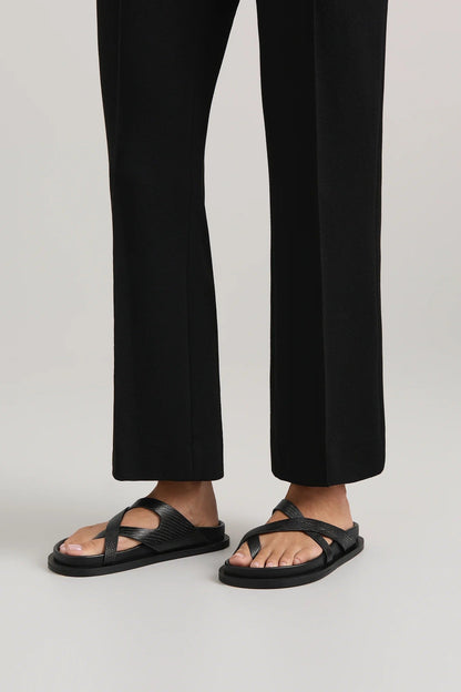 A.Emery | The Claude Sandal - Black Embossed Lizard