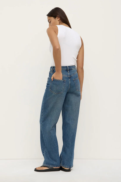 Assembly Label | Oversized High Rise Jean - Dark Indigo Fade