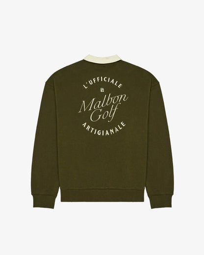 Malbon | Artigianale Collared Crewneck - Cypress Green
