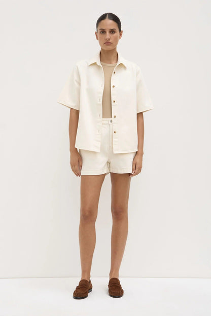Assembly Label | Boxy Denim Short Sleeve Shirt - Ecru