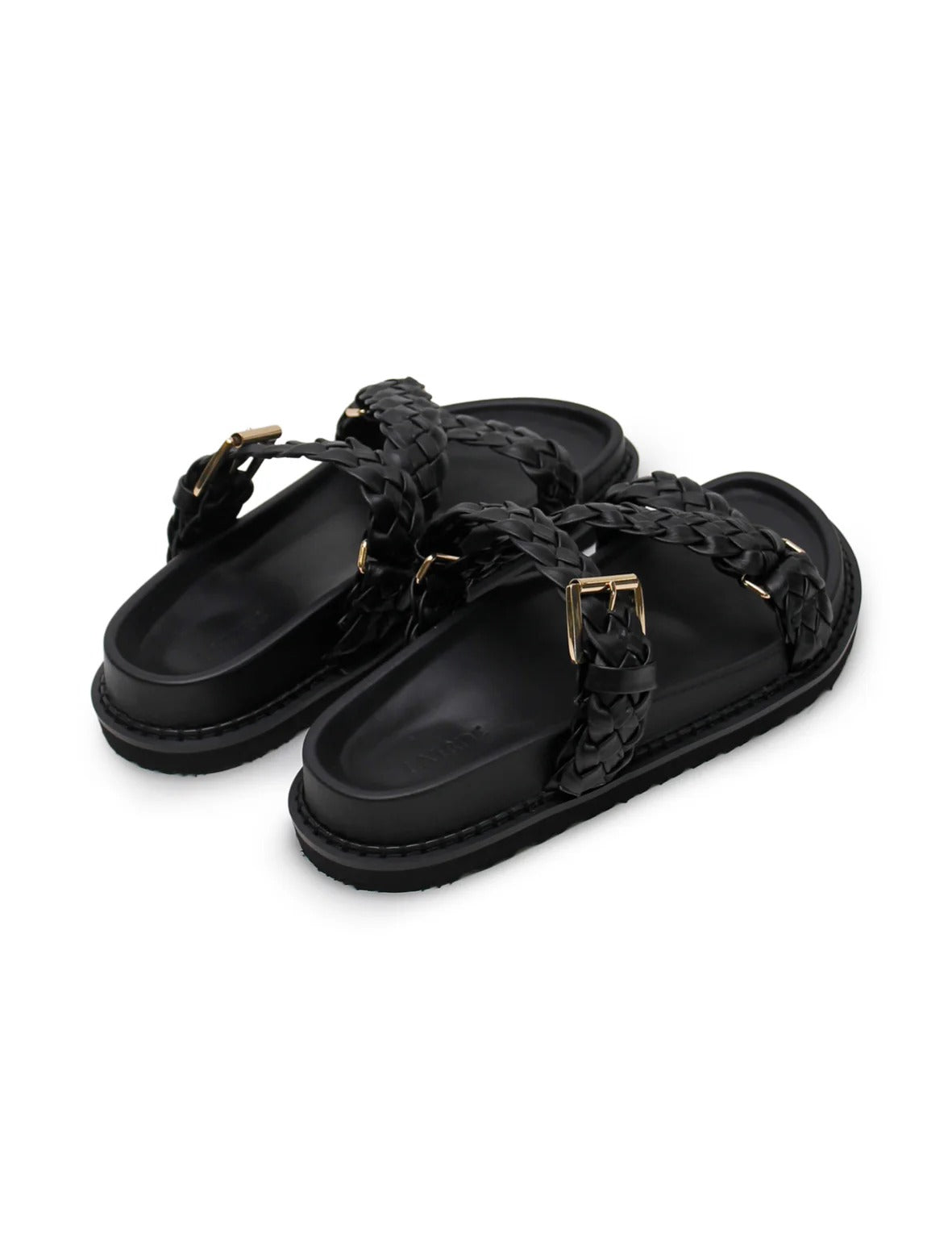 La Tribe | Aki Braided Slide - Black/Gold