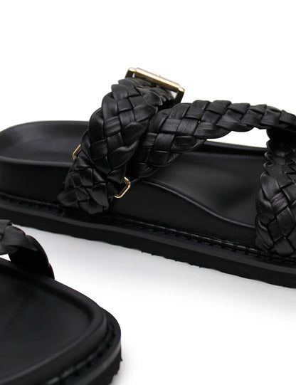 La Tribe | Aki Braided Slide - Black/Gold