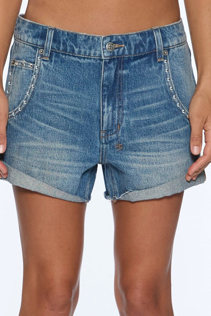 Ksubi | Baggy Short - Texas Blue Studded
