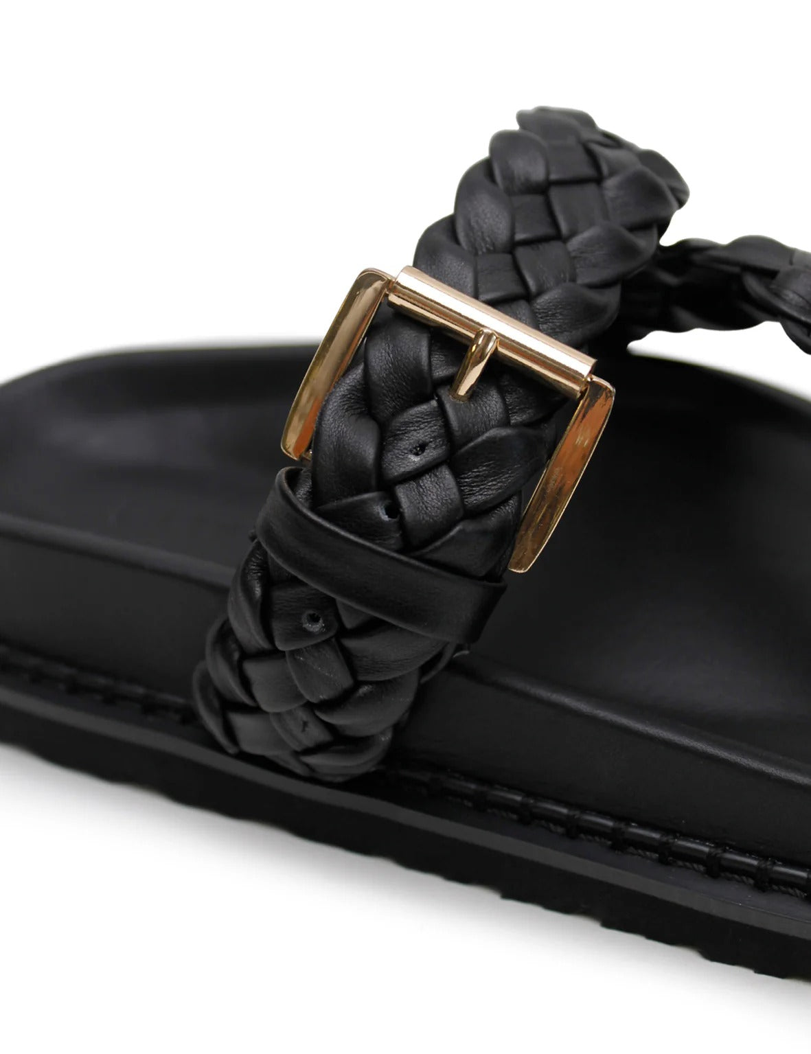 La Tribe | Aki Braided Slide - Black/Gold