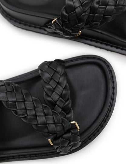 La Tribe | Aki Braided Slide - Black/Gold