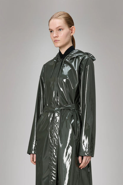 RAINS | A-Line Longer Jacket - Swamp