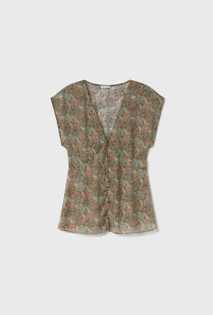 Silk Laundry | Chiffon V Neck Top - Sugar Floral