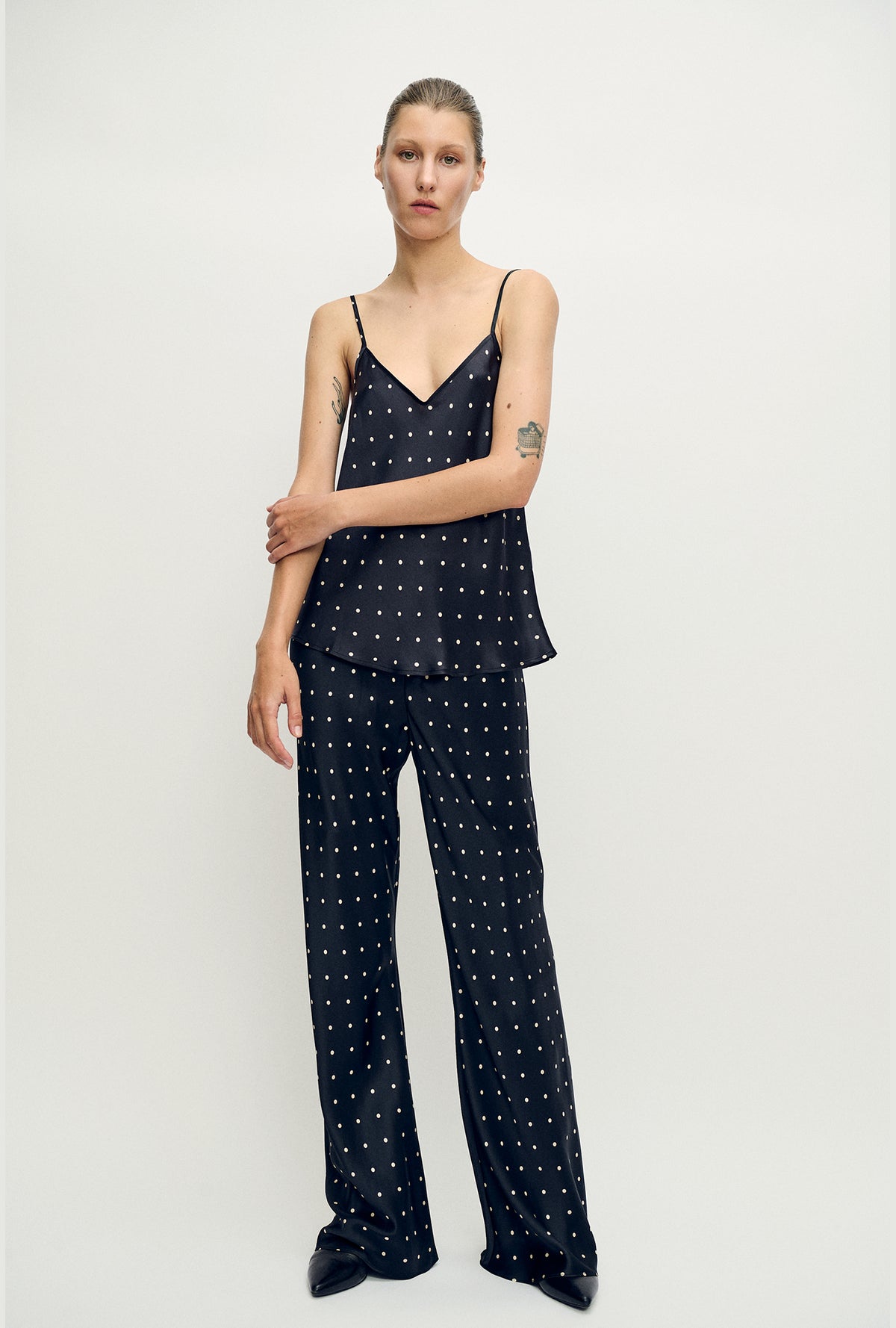 Silk Laundry | Bias Cut Pants - Small Polka Dot