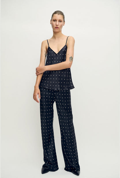 Silk Laundry | Bias Cut Pants - Small Polka Dot