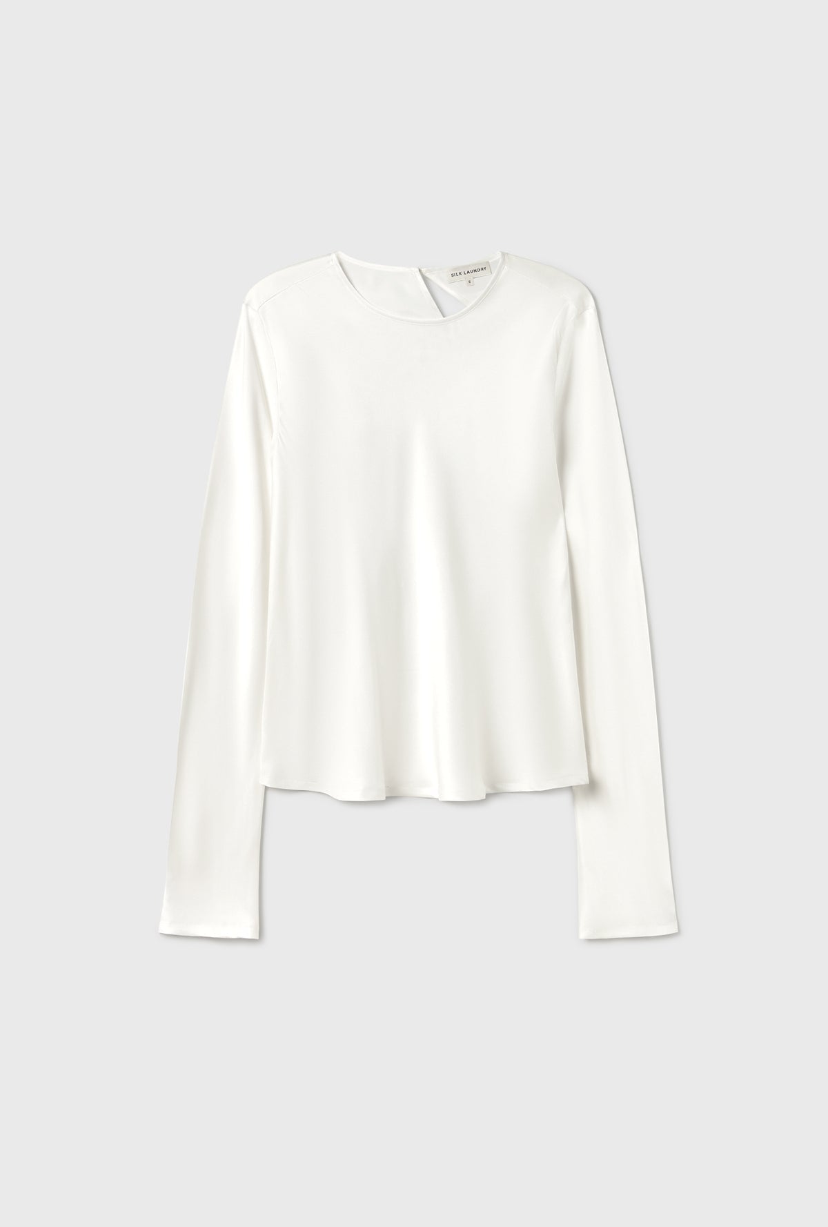 Silk Laundry | Long Sleeve Bias Top - White