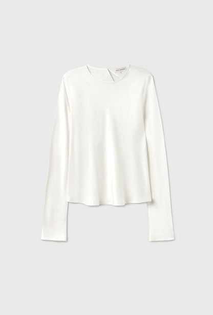 Silk Laundry | Long Sleeve Bias Top - White
