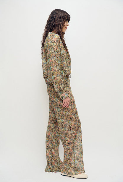 Silk Laundry | Chiffon Bias Cut Pants - Sugar Floral