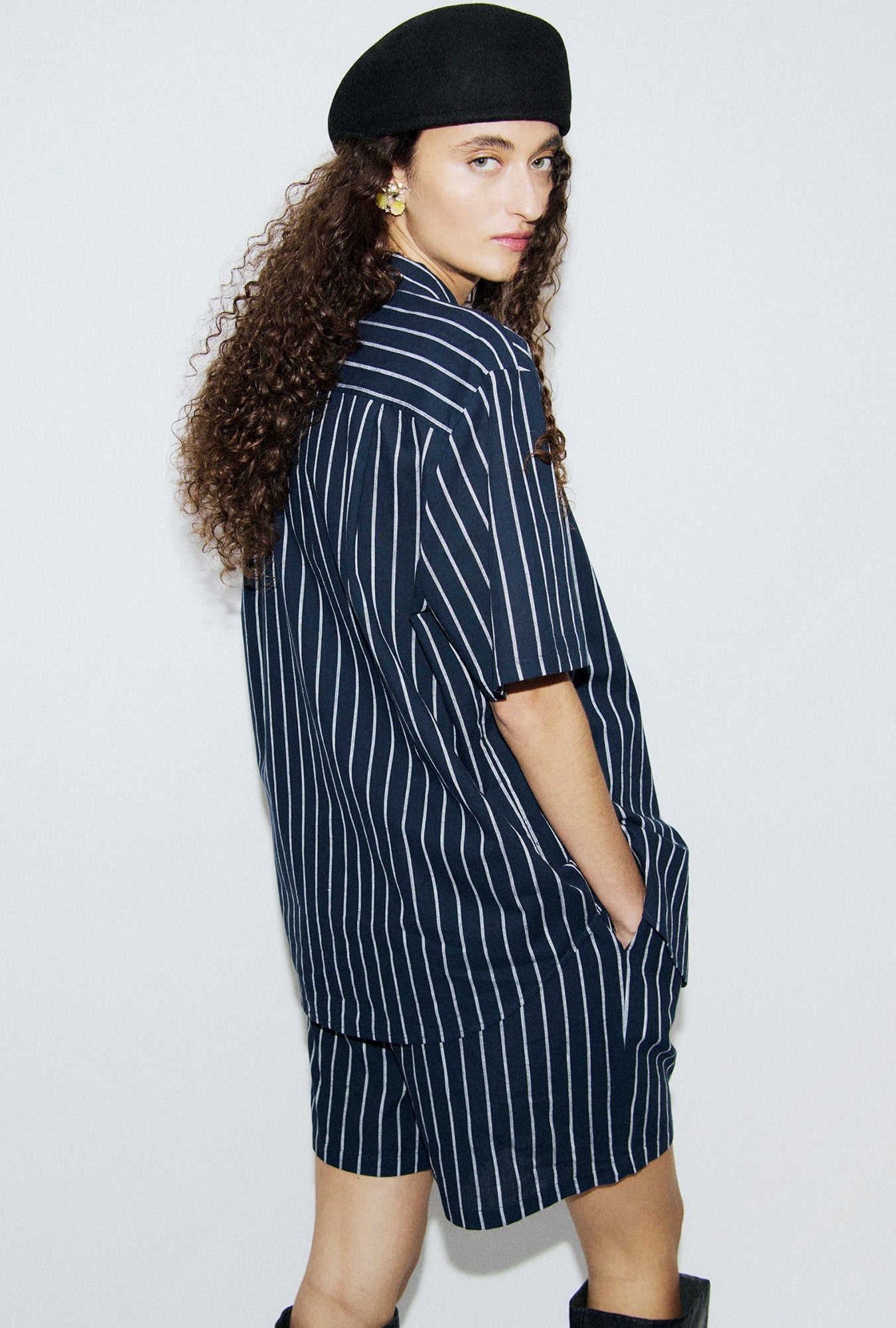 Silk Laundry | Cotton Boxer Short - Egret Stripe