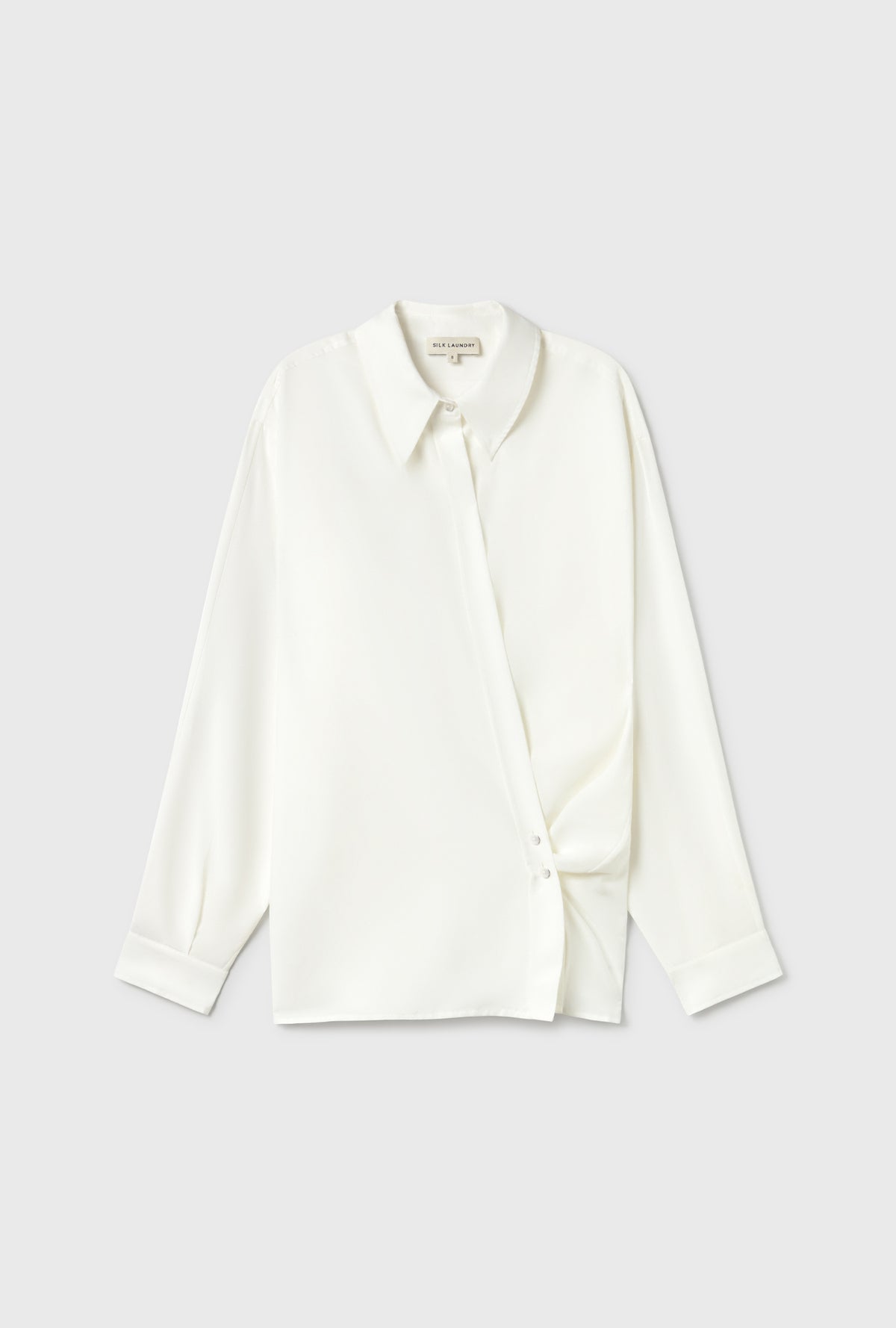 Silk Laundry | Cotton Silk Wrap Shirt - White